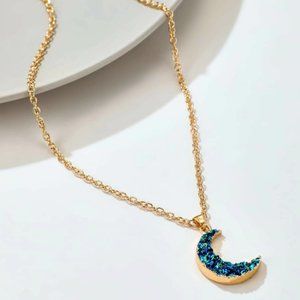 NEW Shinny Moon Necklace - Dark Blue